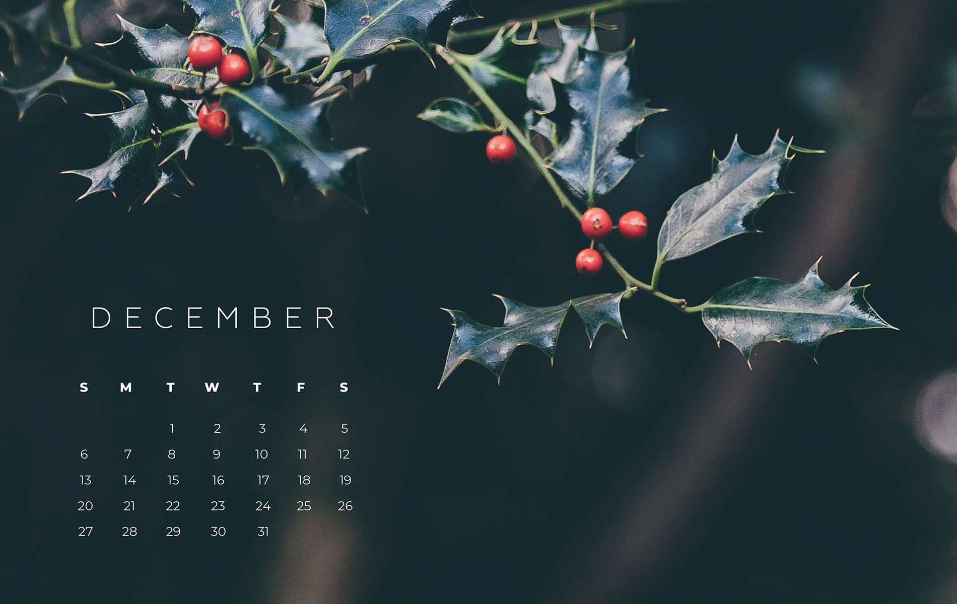 December Desktop Calendar — The Sampson House 2.0